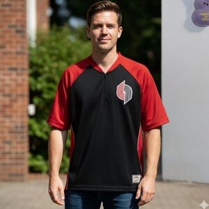 Portland TrailBlazers Hardwood Classic Majestic Team Short Sleeve Zipper Jersey.